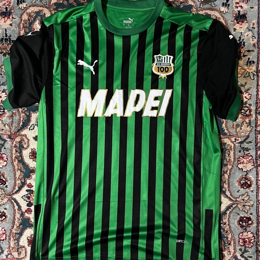 Puma Green and Black Striped Men's Jersey